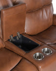 MS - Crosby Zero Gravity Power Console Loveseat With Power Headrest - Brown