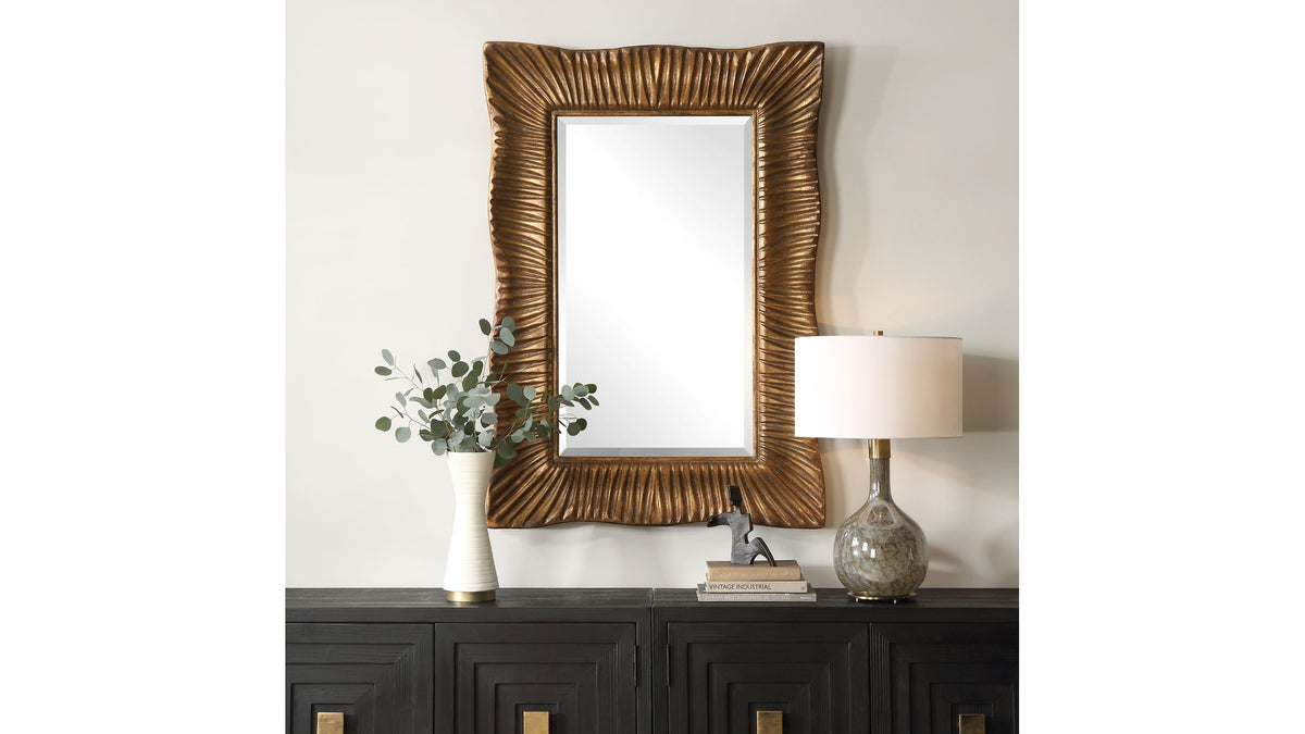 Emerson - Scalloped Antique Gold Mirror