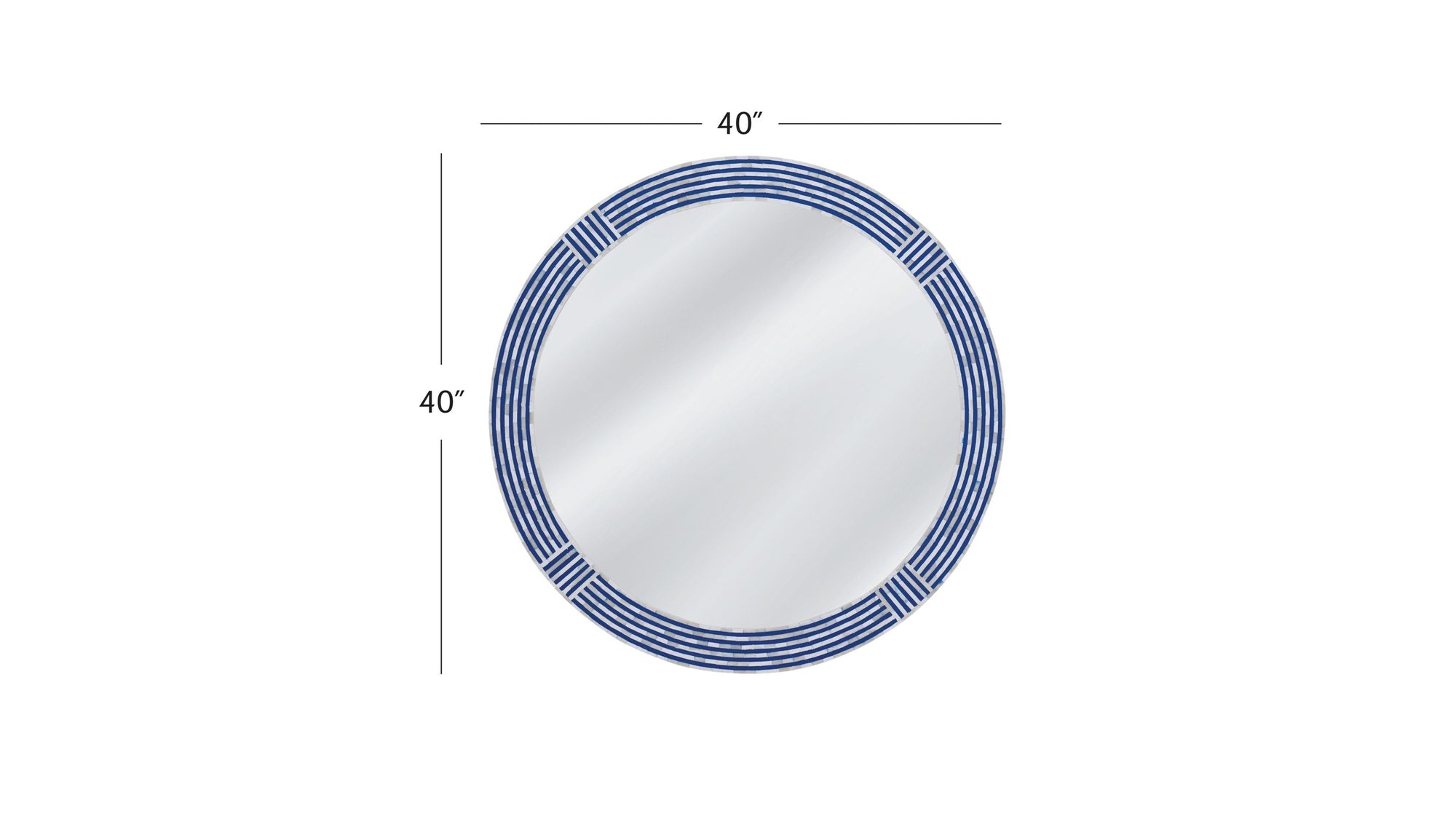 Blue Circle - Wall Mirror - Blue / Cream