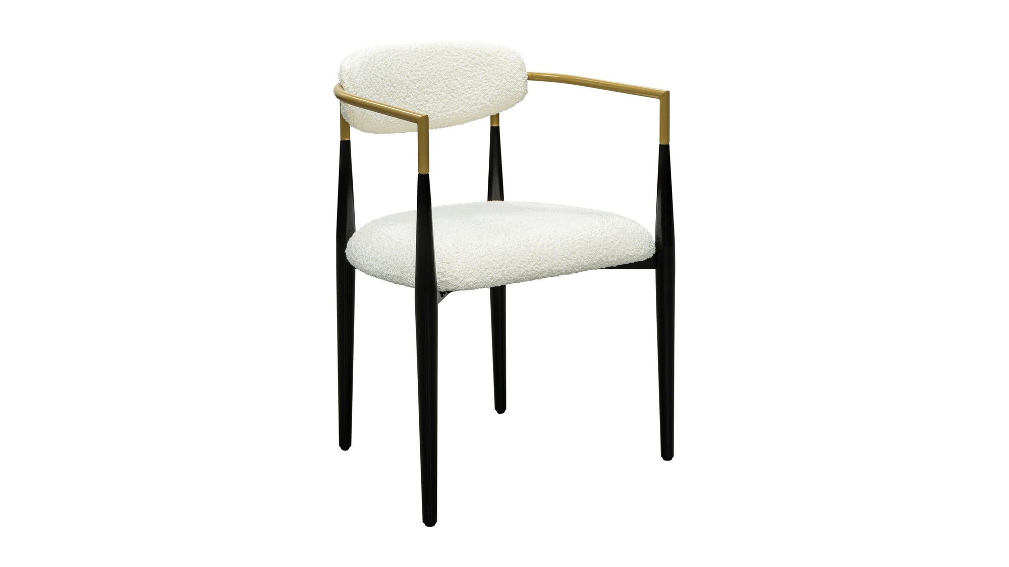 Jenson - White Dining Chair - Semi-Gloss Black /Brushed Gold / Ivory Boucle