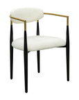 Jenson - White Dining Chair - Semi-Gloss Black /Brushed Gold / Ivory Boucle