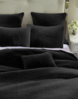 Stonewashed Cotton Velvet - Full/Queen Quilt Set (Set of 3) - Black