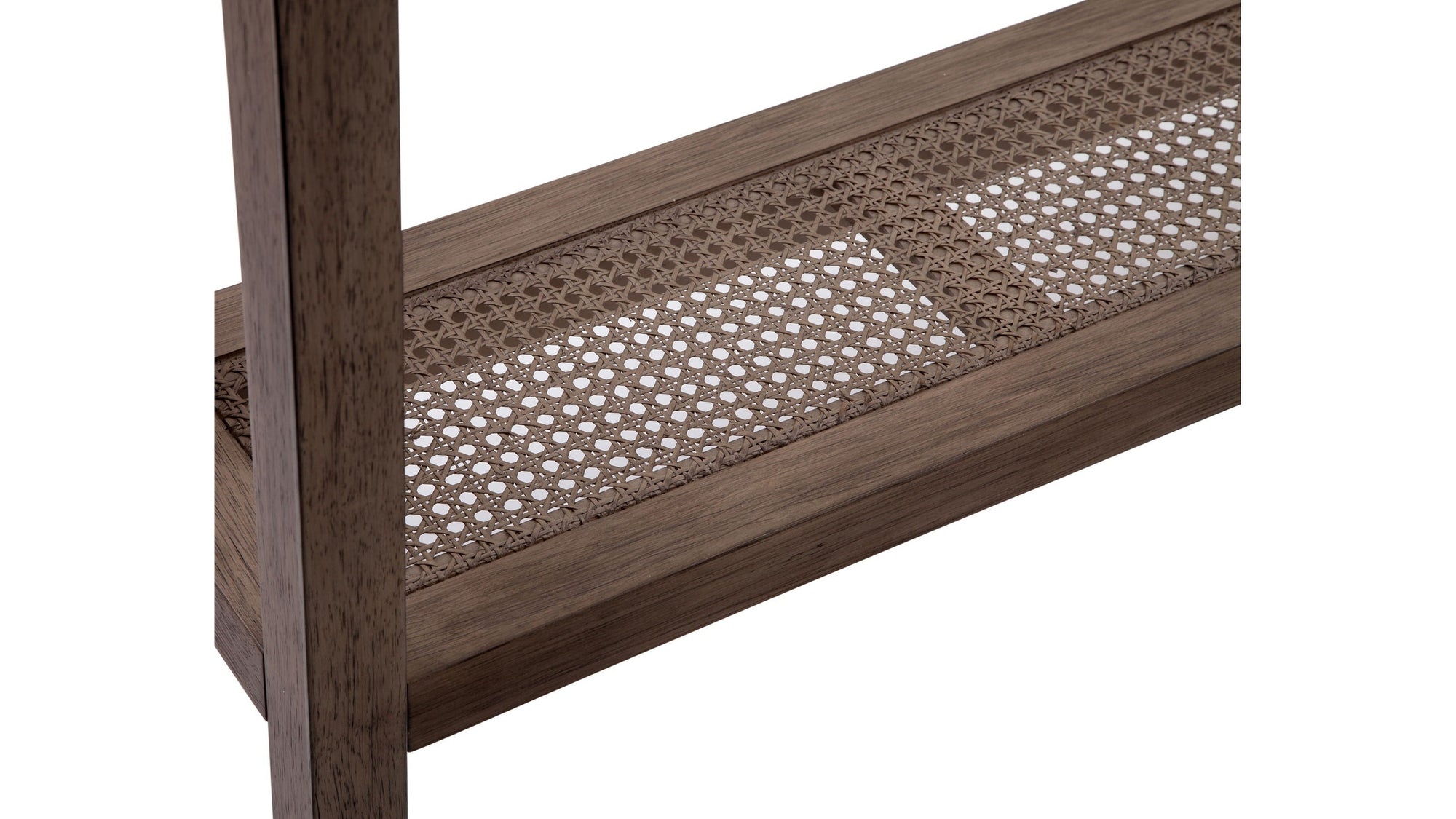 Calum - Console Table - Driftwood Gray / Cane / Brushed Nickel
