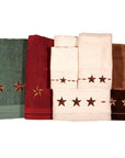Rustic Star - Embroidered Star Towel Set (Set of 3), 2 Per Carton - Turquoise