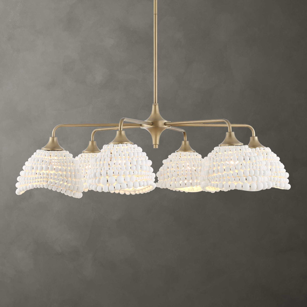 Biddeford - 6 Light Beaded Pendant - White