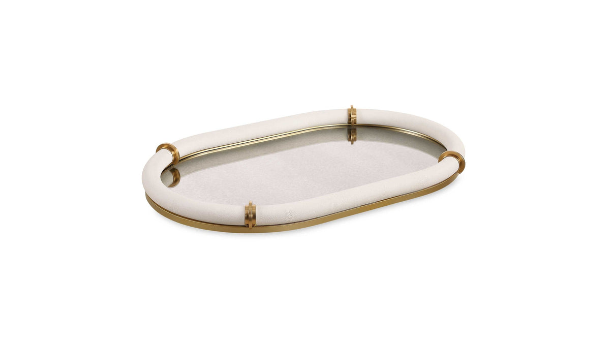 Cyprus - Leather Oval Tray - White