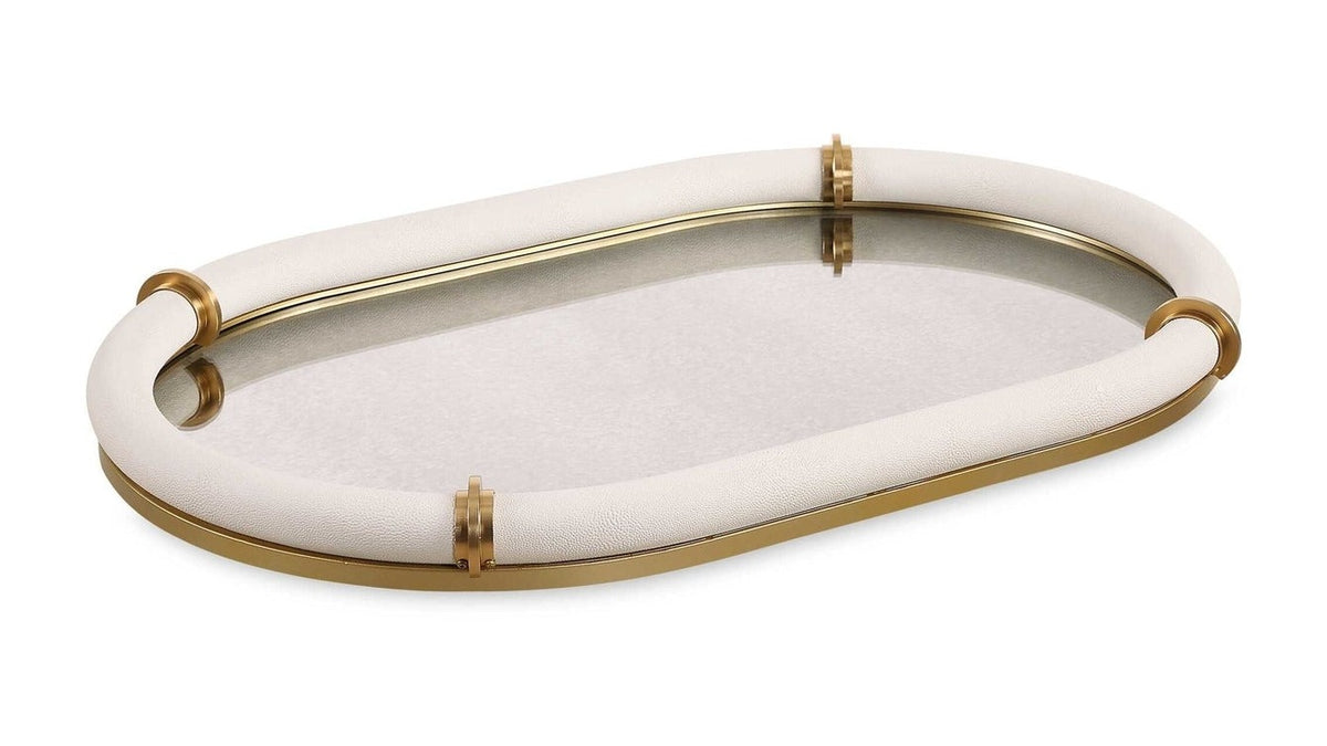 Cyprus - Leather Oval Tray - White