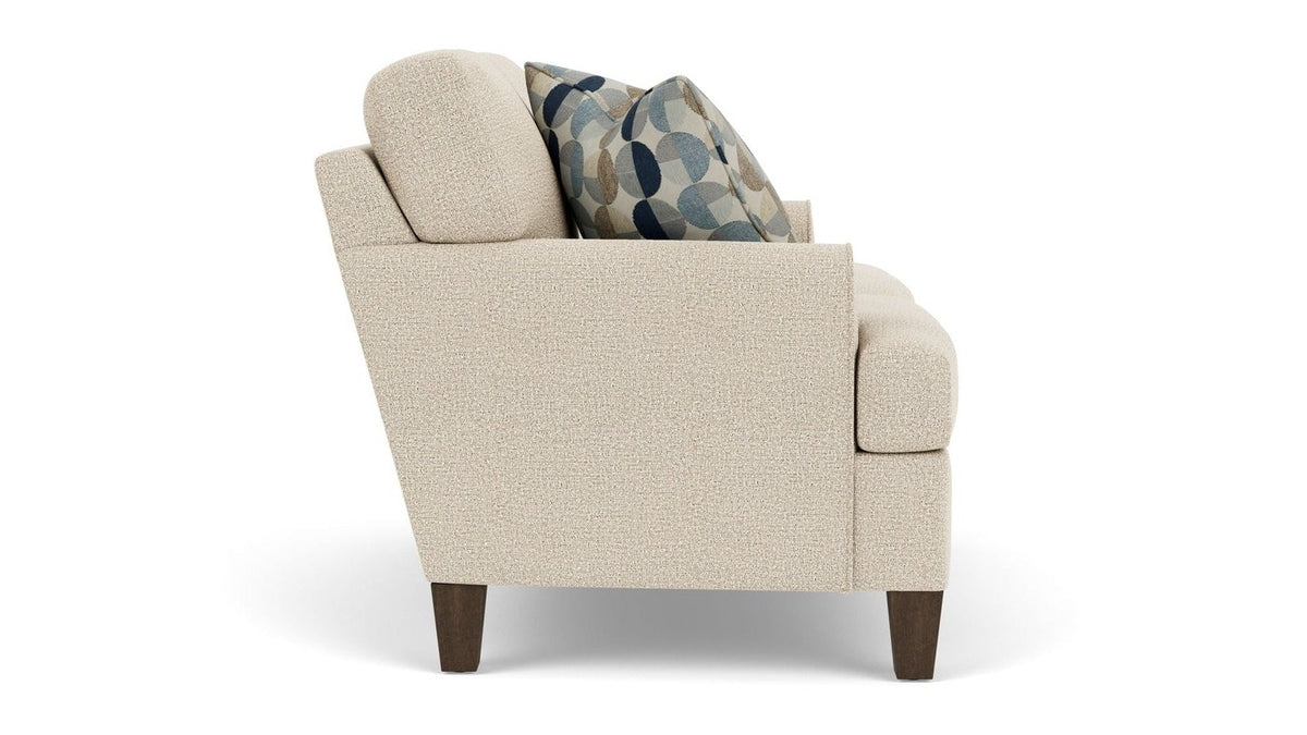 Moxy - Fabric Loveseat, T-Shaped Seat Cushion, Rounded Mailbox Arms
