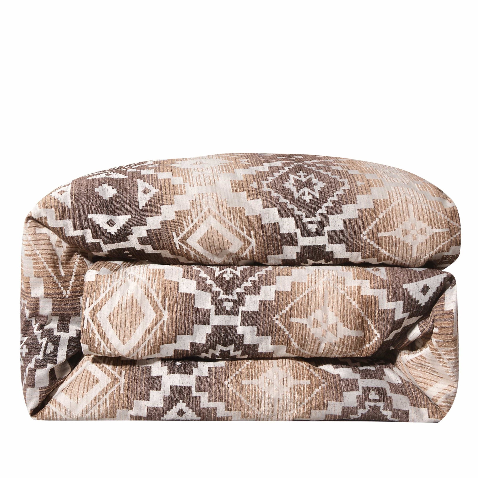 Chalet - Queen Aztec Duvet Cover - White / Brown