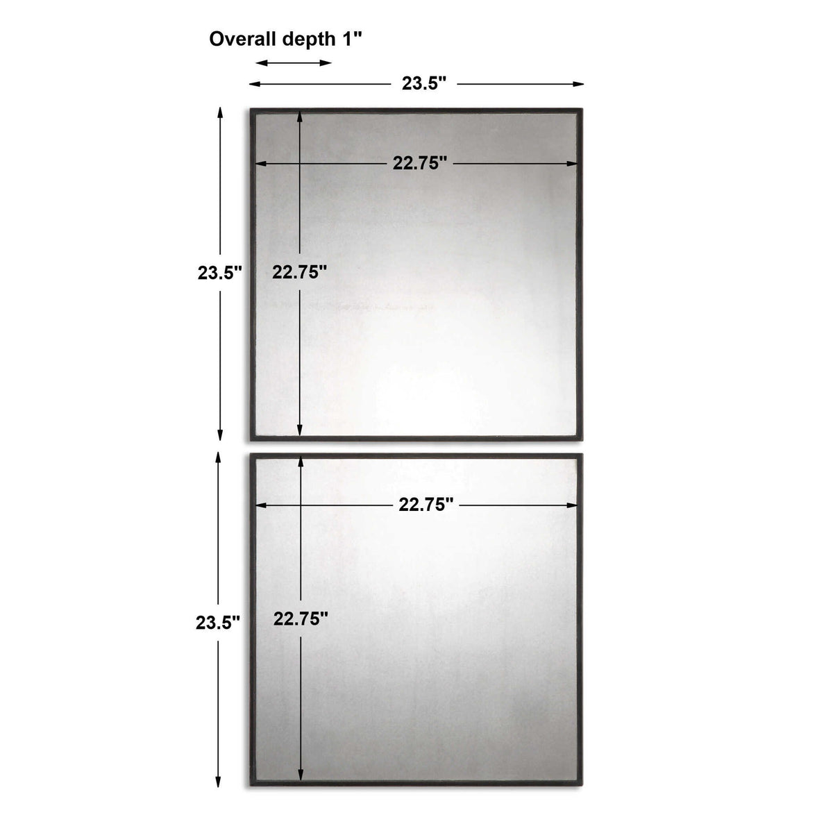 Matty Squares - Antiqued Square Mirrors Set of 2 - Black