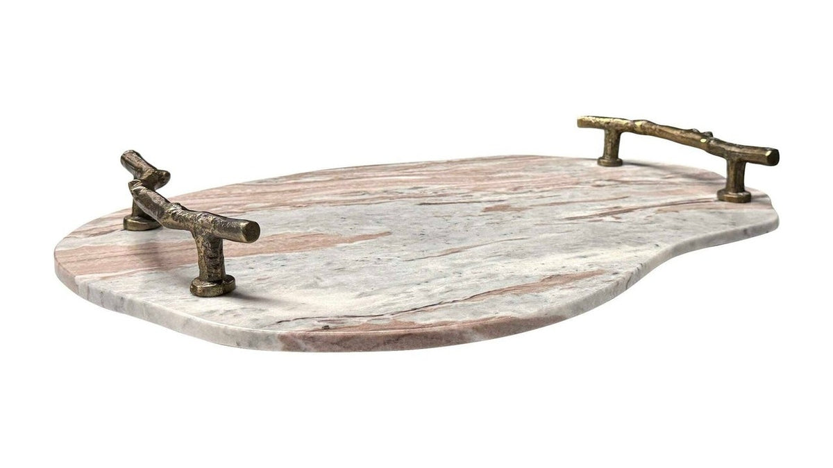 Stone And Twig - Indoor-Outdoor Tray - Gold / Gray / White