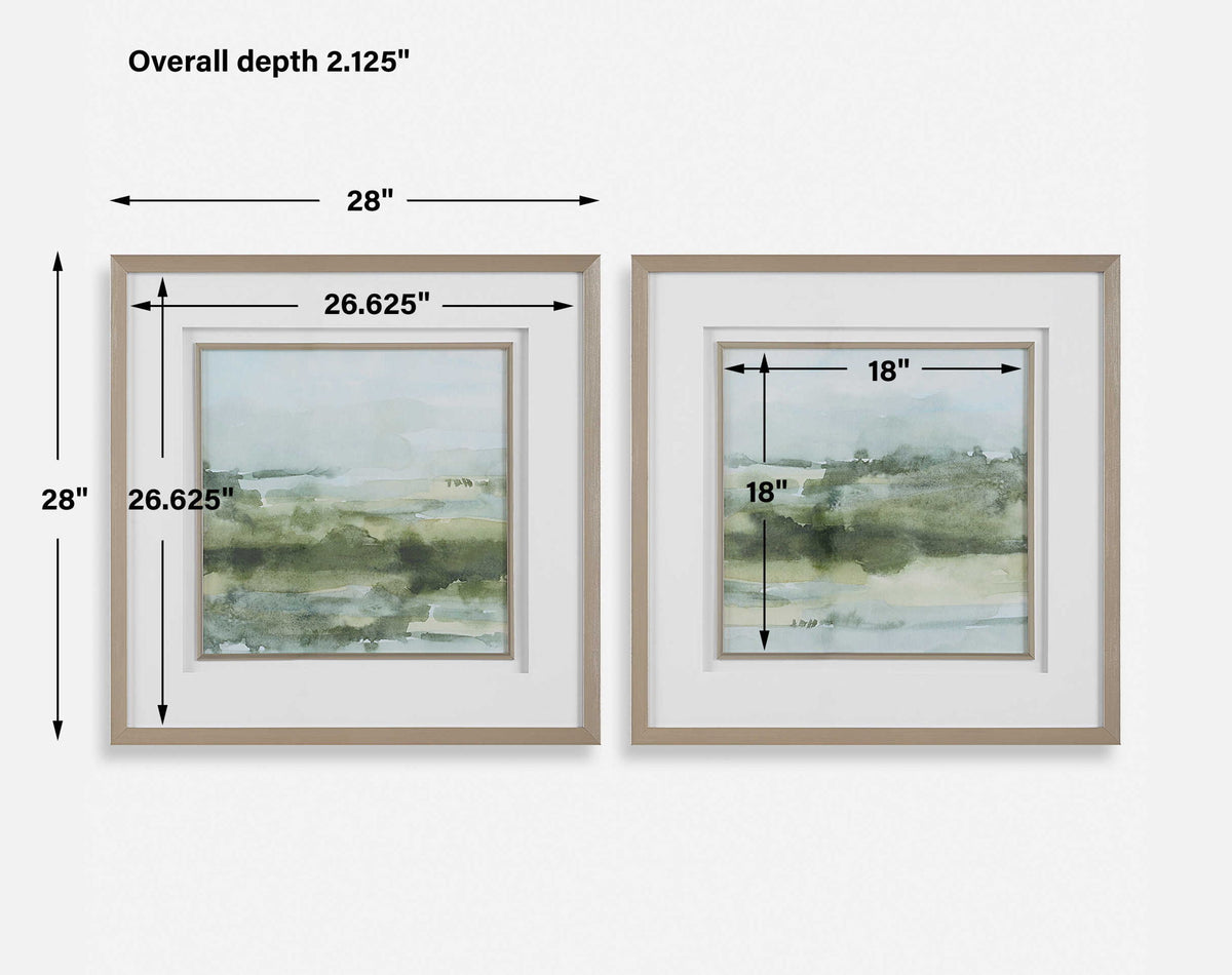 Soft Sage - Abstract Landscape Prints (Set of 2) - Gray