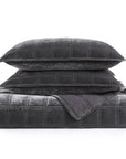Stella - Full/Queen Faux Silk Velvet Double Box Stitch Quilt Set (Set of 3) - Slate