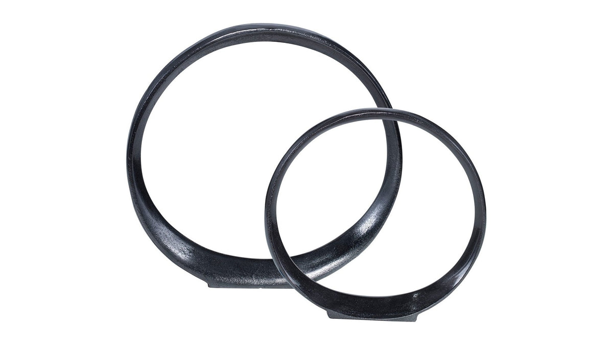 Orbits - Ring Sculptures Set of 2 - Black