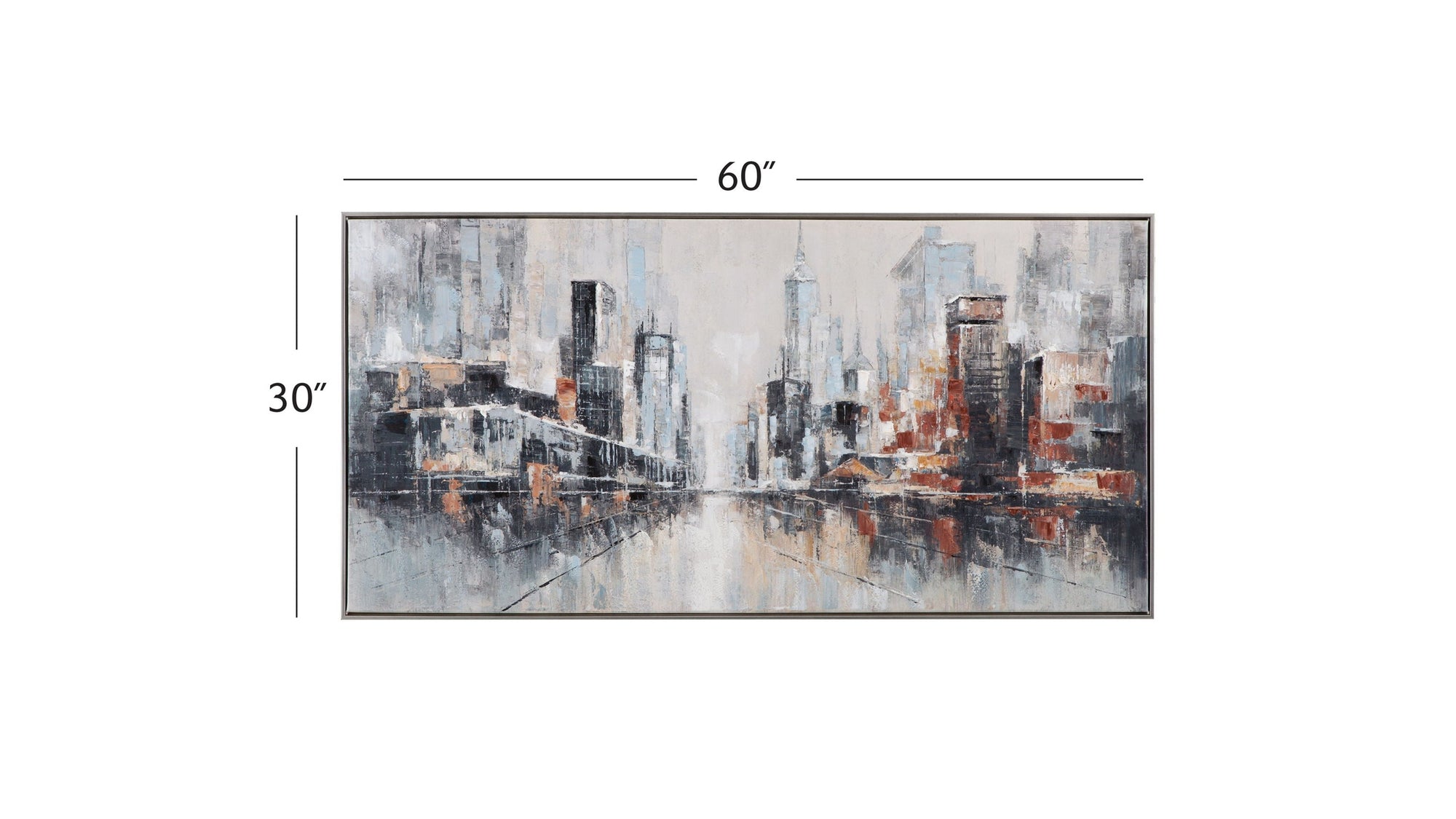 City Scape Framed Canvas - Dark Gray / Gray