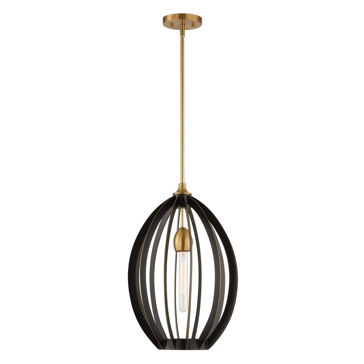 Darby - 1 Light Architectural Oval Pendant - Bronze / Black