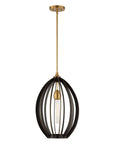 Darby - 1 Light Architectural Oval Pendant - Bronze / Black