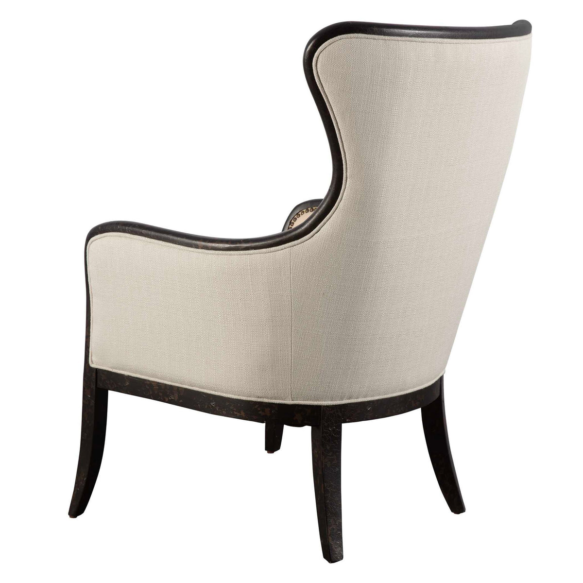 Sandy - Wing Back Armchair - Beige &amp; Dark Brown