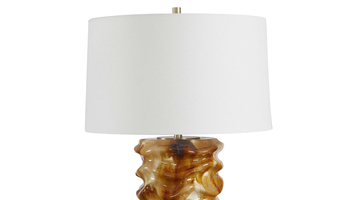Bassa - Glazed Table Lamp - Brown / Cream