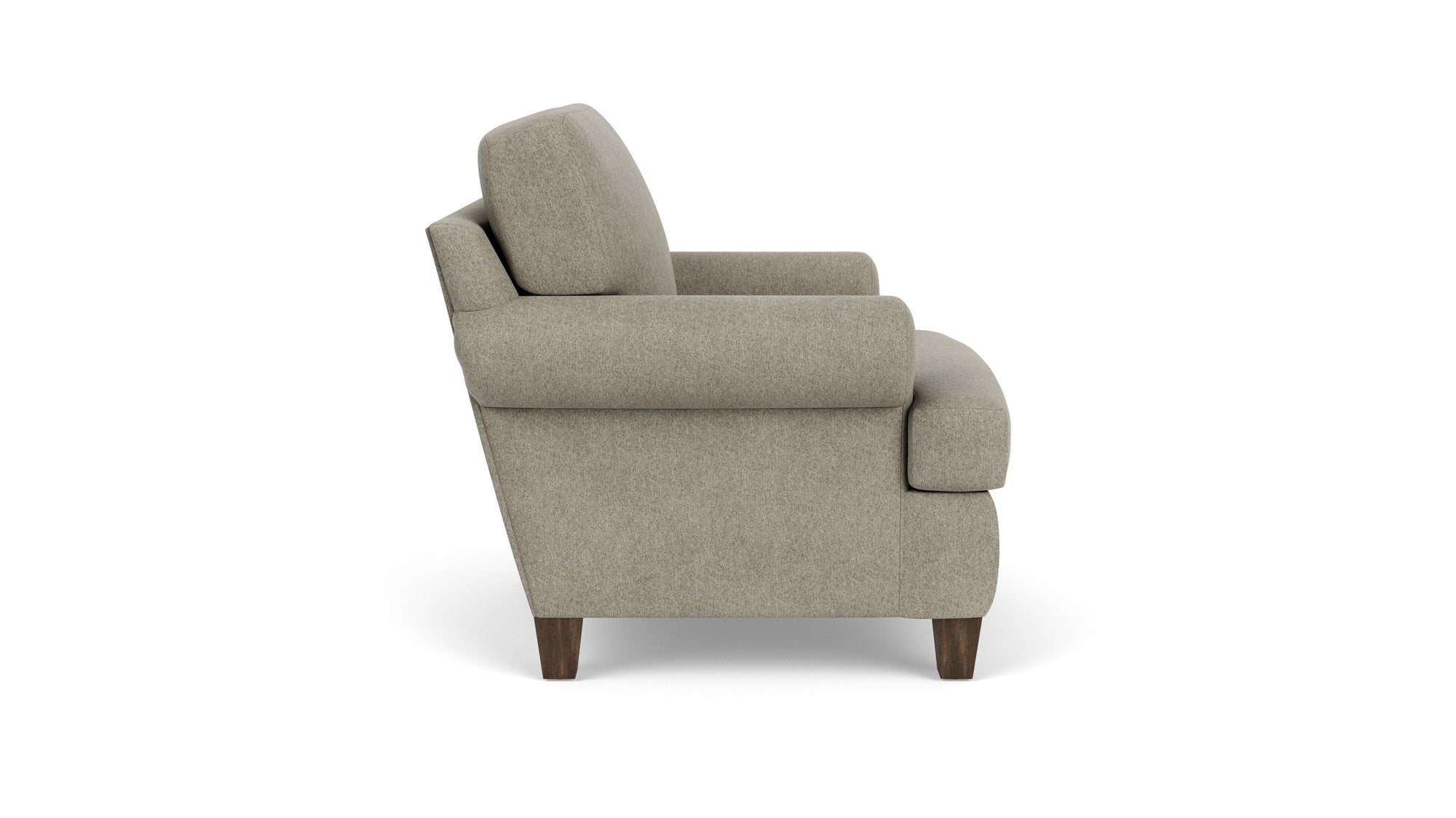 Moxy - Fabric Arm Chair, T-Shaped Seat Cushion, Curved Sock Arms