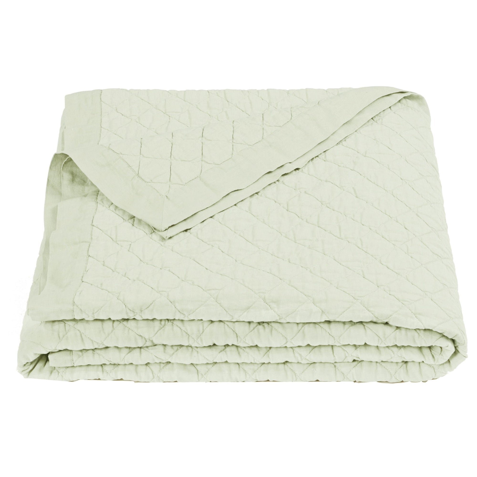Diamond Linen - Full/Queen Linen Cotton Diamond Quilt - Sea Foam