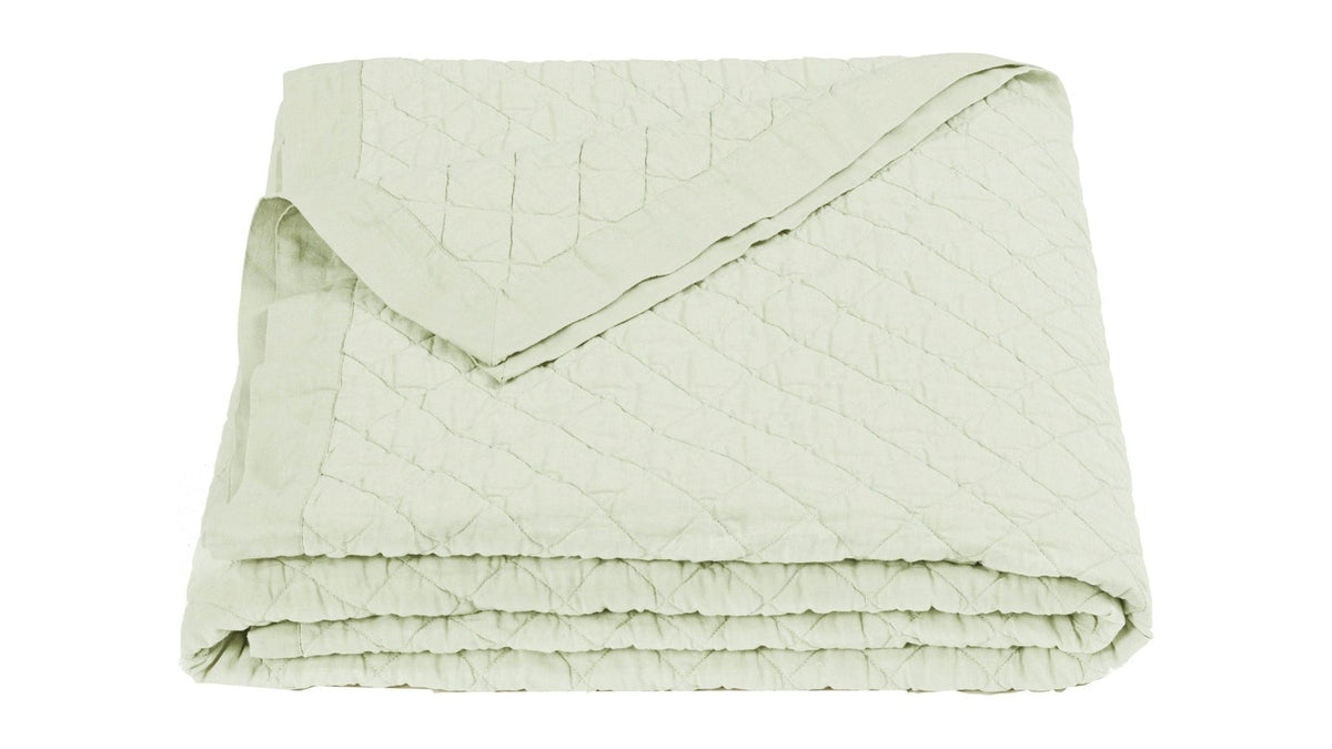 Diamond Linen - Full/Queen Linen Cotton Diamond Quilt - Sea Foam
