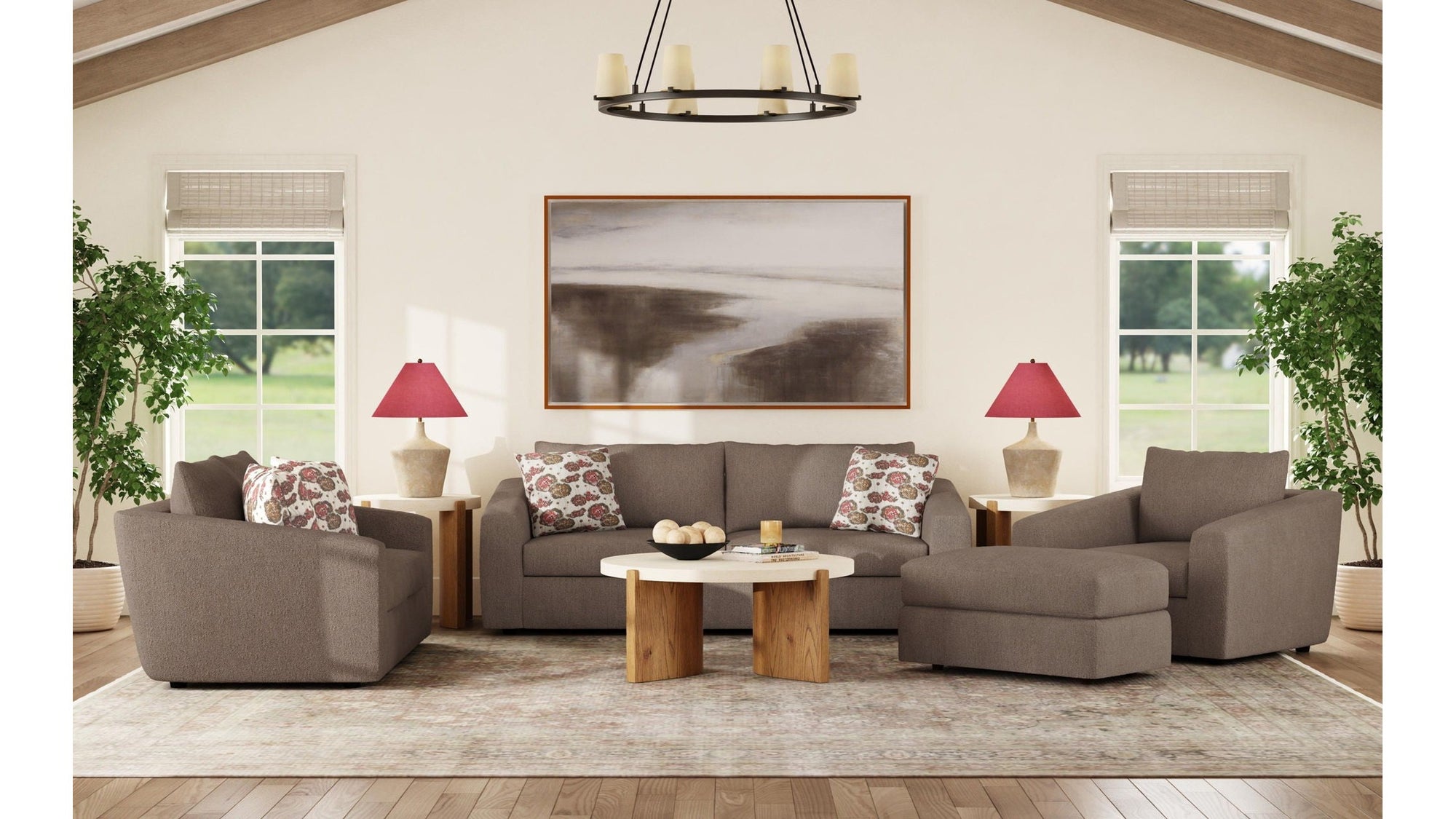 Chevy - Fabric Ottoman Pouf - Brown