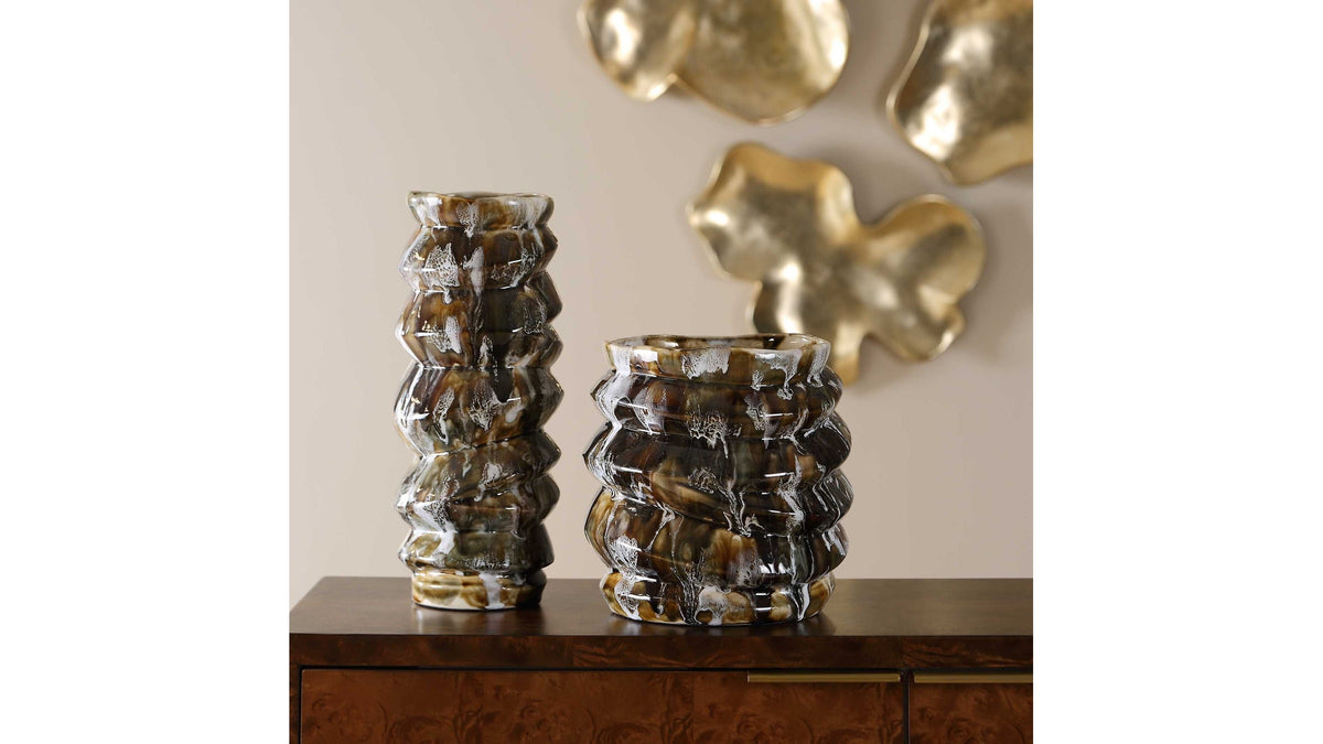 Cuoco - Glazed Vases (Set of 2) - Brown
