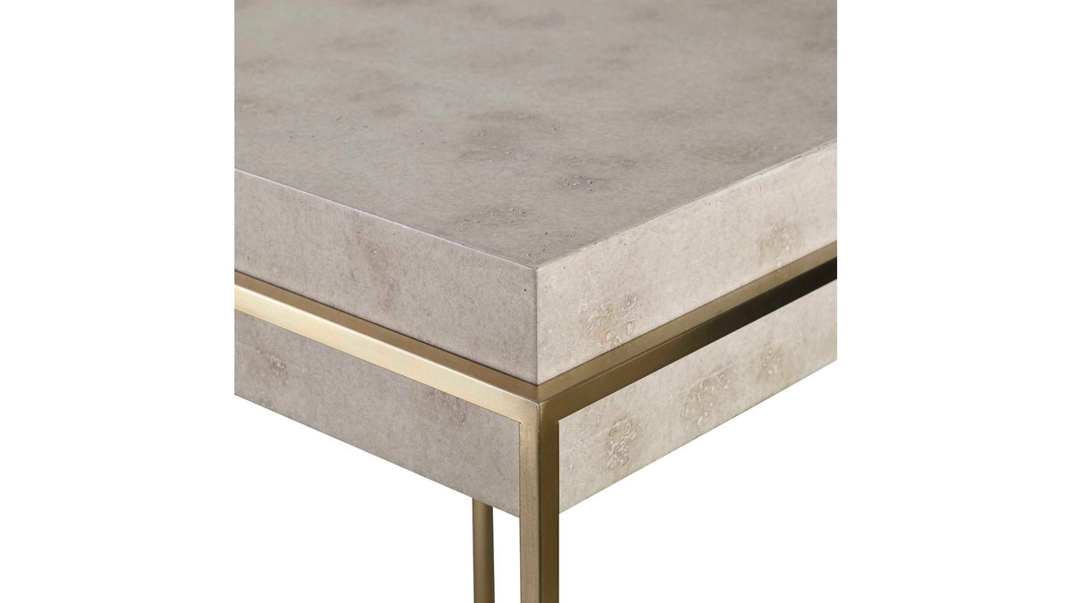 Inda - Modern Accent Table - Beige &amp; Gold