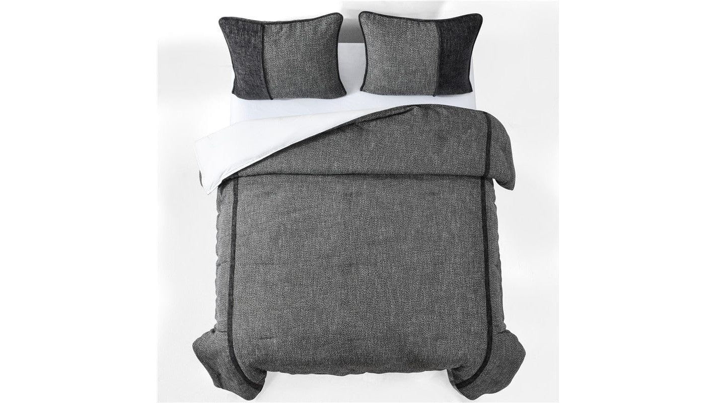 Hamilton - Queen Tweed Comforter Set Set of 4 - Gray
