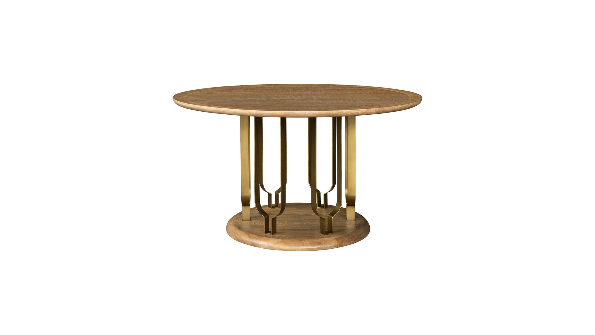 Ryder - Dining Table - Chestnut Elm / Antique Brass