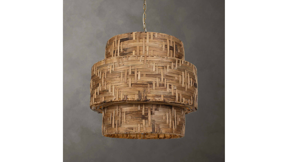 Water Hyacinth - 4 Light Woven Pendant - Light Brown