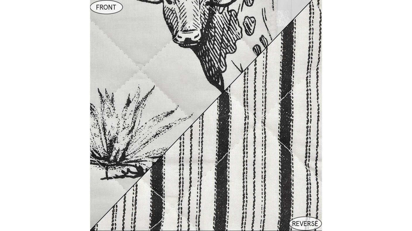 Ranch Life - Twin Western Toile Reversible Quilt Set Set of 2 - Black