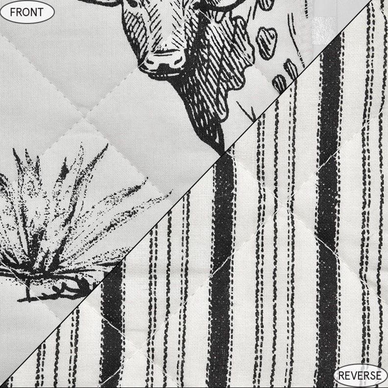 Ranch Life - Full/Queen Western Toile Reversible Quilt Set (Set of 3) - Black