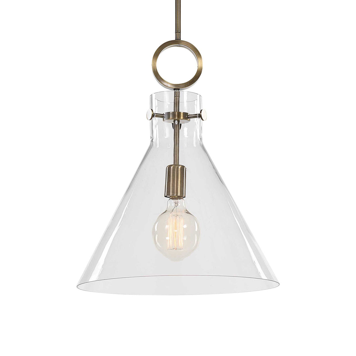 Imbuto - Funnel Glass 1 Light Pendant - White &amp; Gold