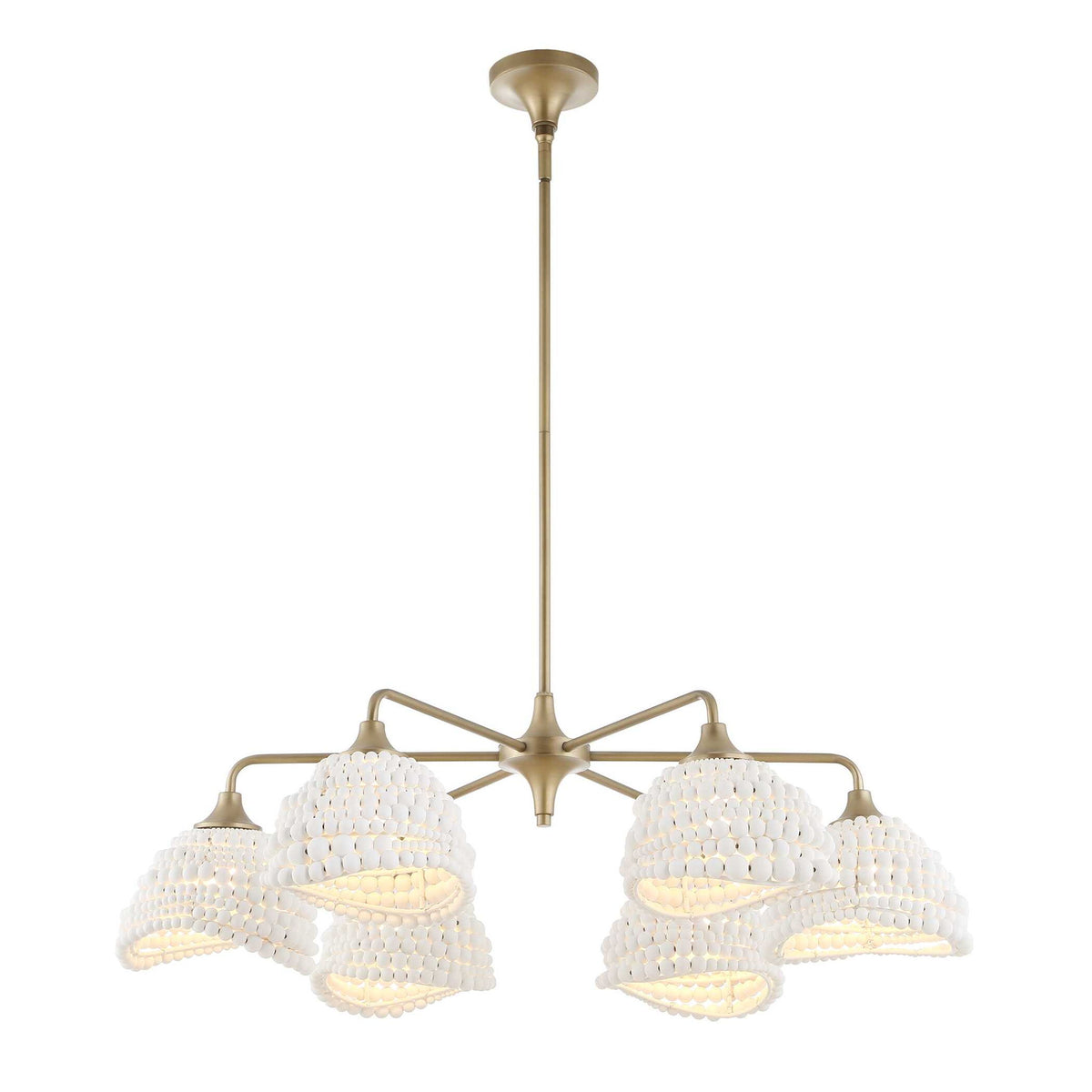 Biddeford - 6 Light Beaded Pendant - White