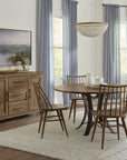 Dovetail - Solid American Oak - Round Table With A Metal Pedestal