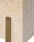 Feranno - Travertine Accent Table - Brass