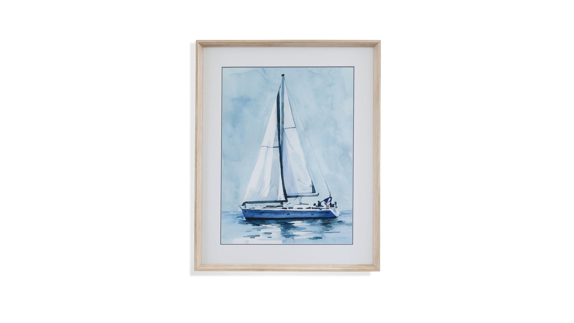 Lone Sailboat I Framed Print - Blue