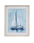 Lone Sailboat I Framed Print - Blue