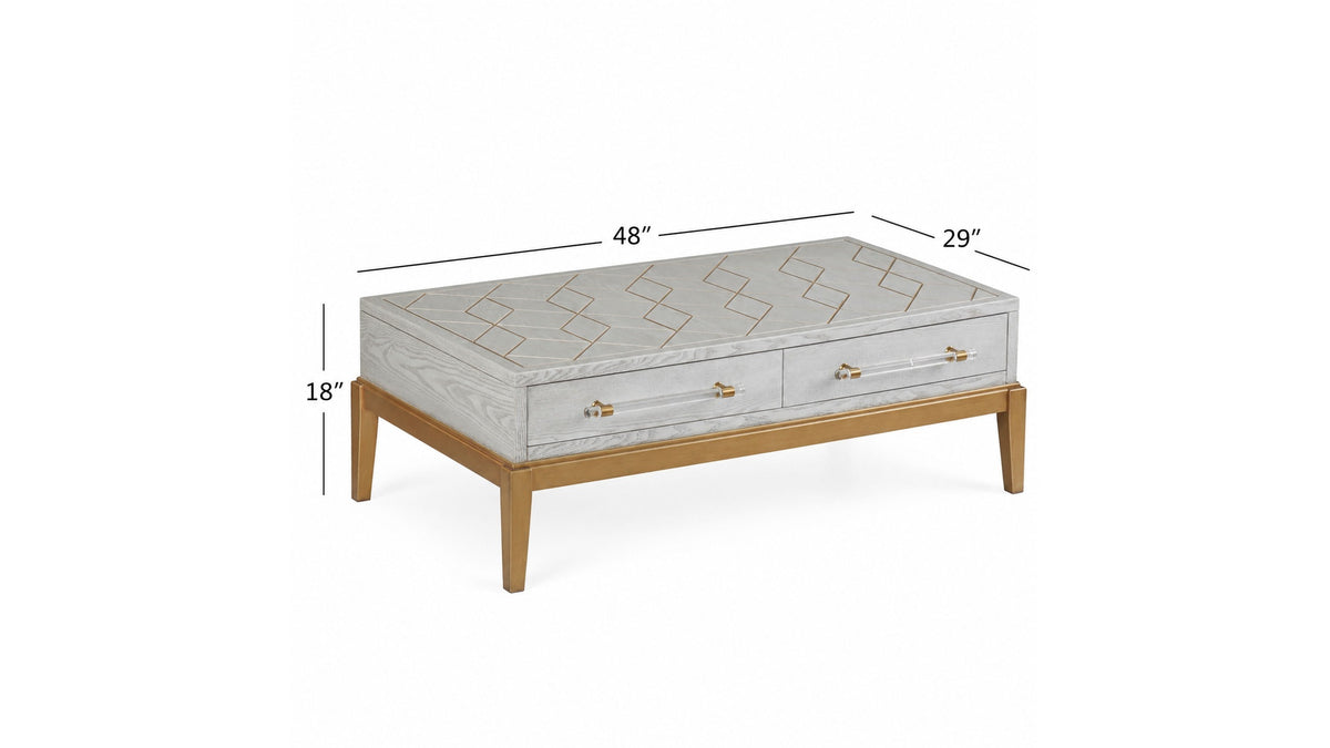 Perrine - Rectangle Cocktail Table - Silver / Gold