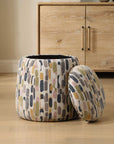 Arem - Upholstered Multi-Color Ottoman - Gray / Pink / White / Yellow
