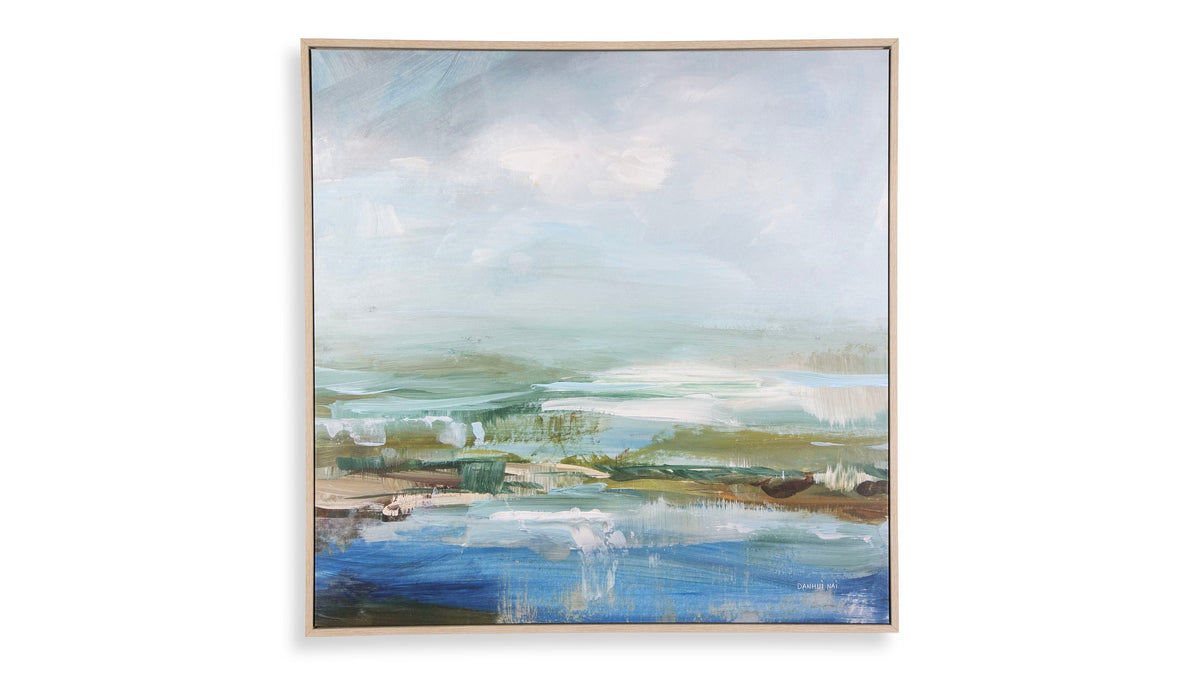 Lush Valley - Framed Canvas - Light Blue