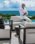 Remsen - Outdoor Lounge Chair - Black / Oyster