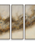 Smoke Break - Hand Painted Modern Art (Set of 3) - Black / Gray / Orange / Woodtone / Yellow