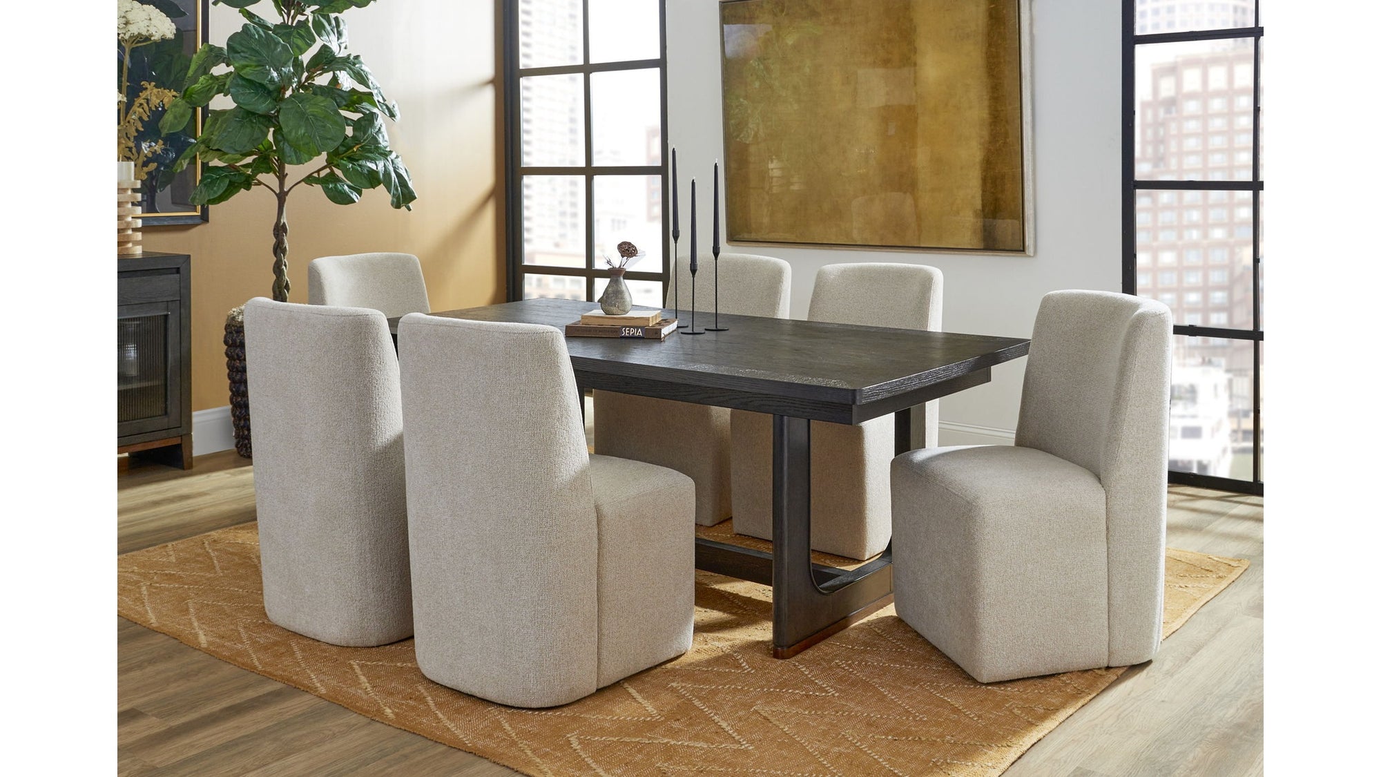 Waterfall - Rectangular Dining Table - Deep Ebony