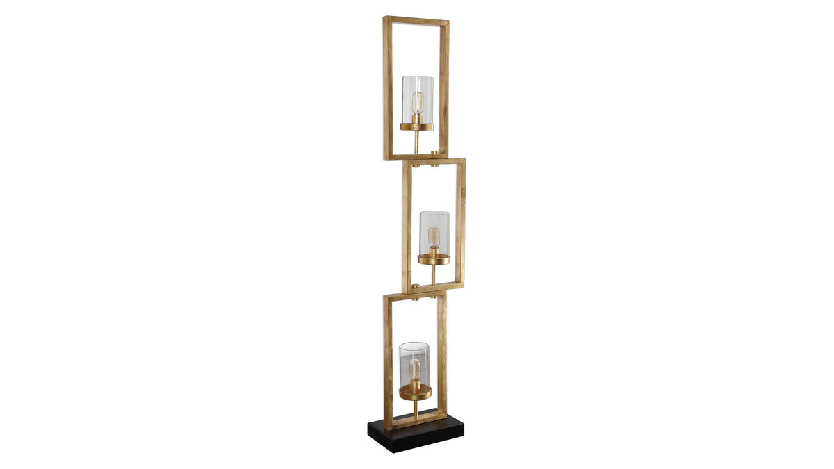Cielo - Staggered Rectangles Floor Lamp - Gold