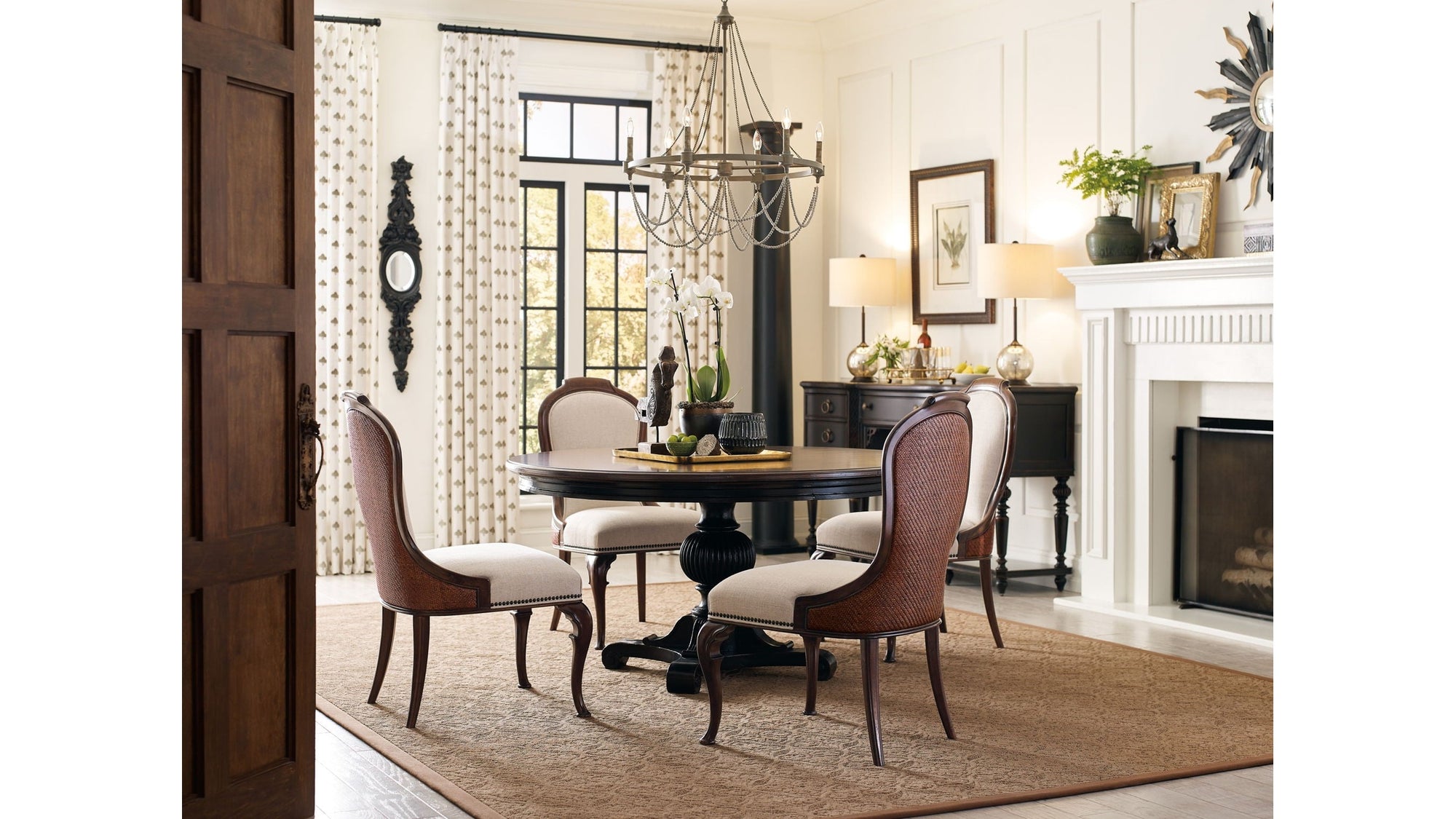 Charleston - Round Pedestal Dining Table With 1-20" leaf - Dark Brown