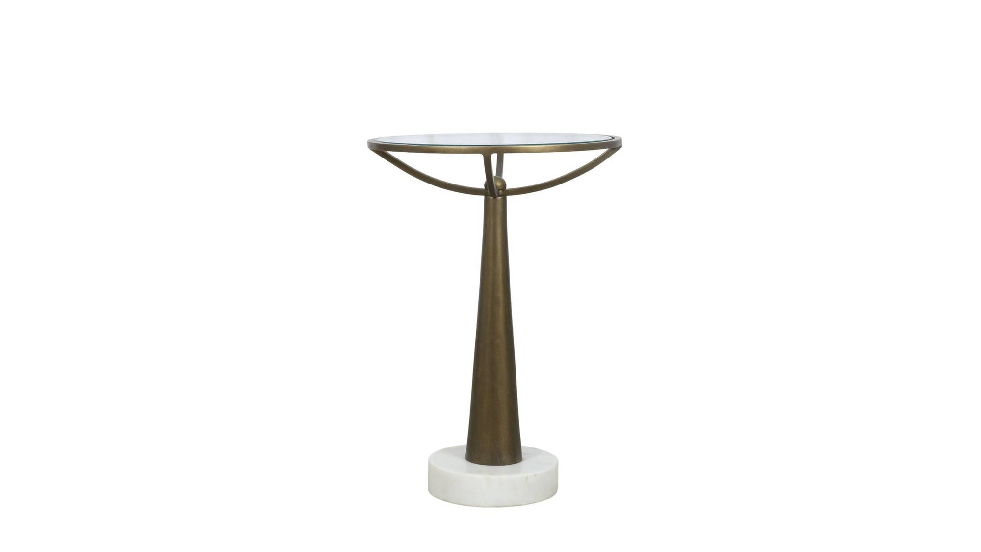 Delgado - Accent Table - Antique Brass / White Marble