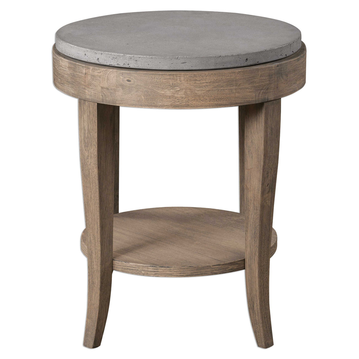 Deka - Round Side Table - Gray &amp; Light Brown